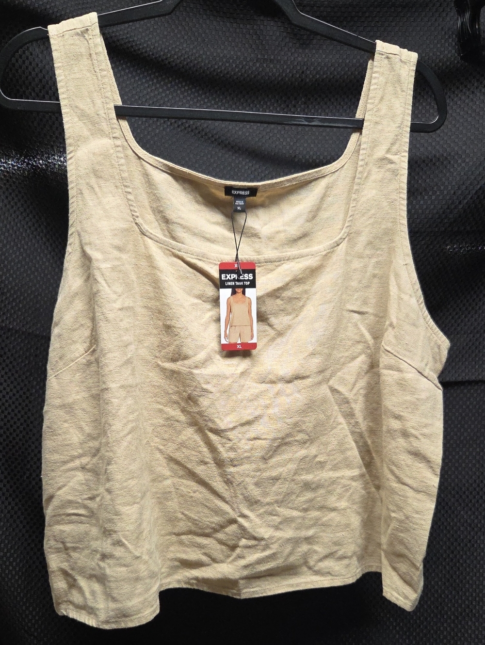 Express Women’s Beige Square-Neck Linen-Blend Tank